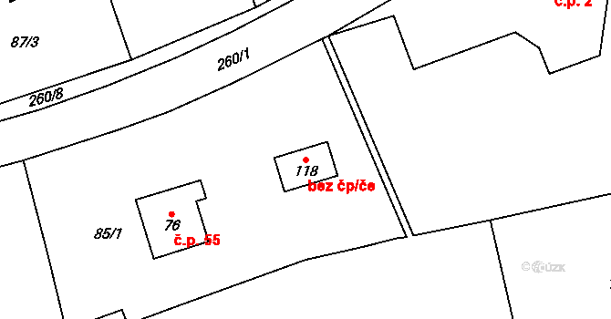 Zábrodí 40116859 na parcele st. 118 v KÚ Horní Rybníky, Katastrální mapa