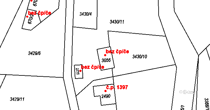 Rožnov pod Radhoštěm 42460859 na parcele st. 3056 v KÚ Rožnov pod Radhoštěm, Katastrální mapa