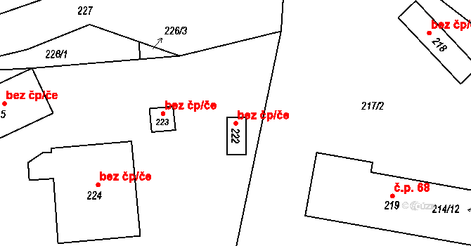 Milonice 42749859 na parcele st. 222 v KÚ Milonice u Lipůvky, Katastrální mapa