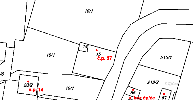 Jelenice 27, Vítkov na parcele st. 15 v KÚ Jelenice, Katastrální mapa