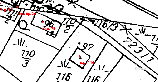 Dolní Krupá 43287859 na parcele st. 97 v KÚ Dolní Krupá u Mnichova Hradiště, Katastrální mapa