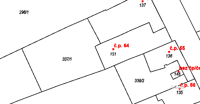 Pňov-Předhradí 43513859 na parcele st. 151 v KÚ Klipec, Katastrální mapa