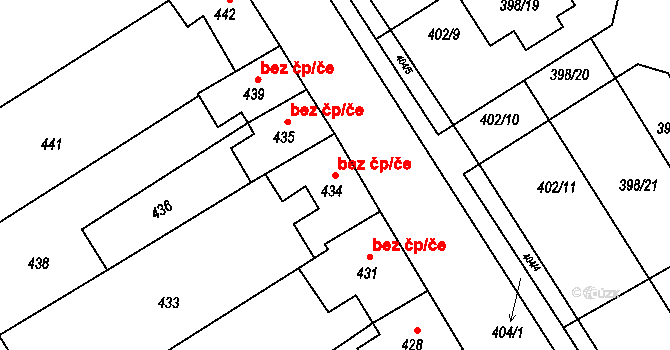 Zbýšov 45903859 na parcele st. 434 v KÚ Zbýšov, Katastrální mapa