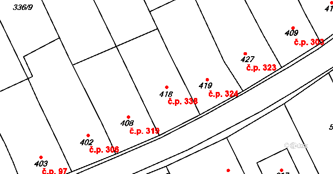 Březolupy 338 na parcele st. 418 v KÚ Březolupy, Katastrální mapa
