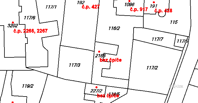 Dvůr Králové nad Labem 48530859 na parcele st. 2166 v KÚ Dvůr Králové nad Labem, Katastrální mapa