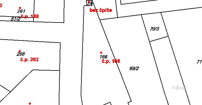 Kněžpole 108 na parcele st. 166 v KÚ Kněžpole u Uherského Hradiště, Katastrální mapa