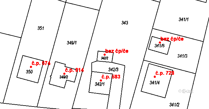 Bohumín 49004859 na parcele st. 342/2 v KÚ Skřečoň, Katastrální mapa