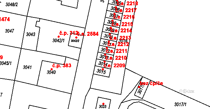 Most 2211 na parcele st. 3013 v KÚ Most II, Katastrální mapa