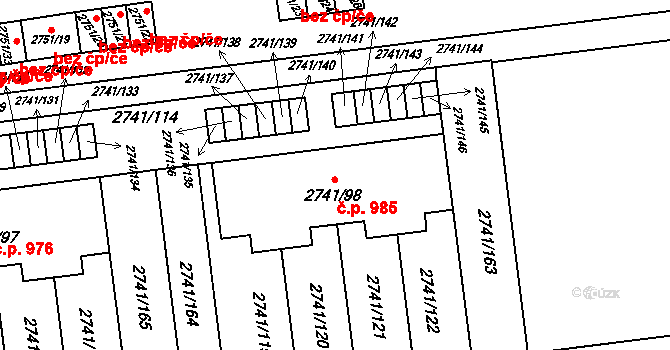 Bolatice 985 na parcele st. 2741/98 v KÚ Bolatice, Katastrální mapa