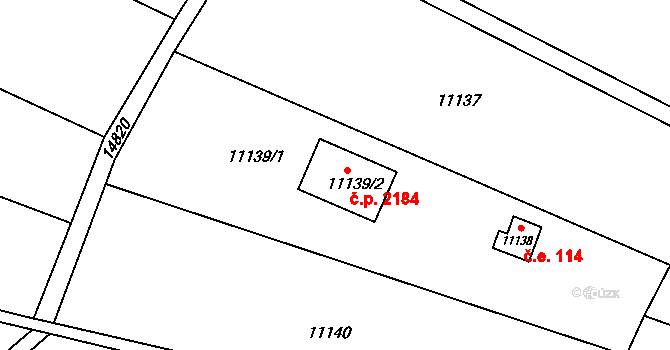 Vsetín 2184 na parcele st. 11139/2 v KÚ Vsetín, Katastrální mapa
