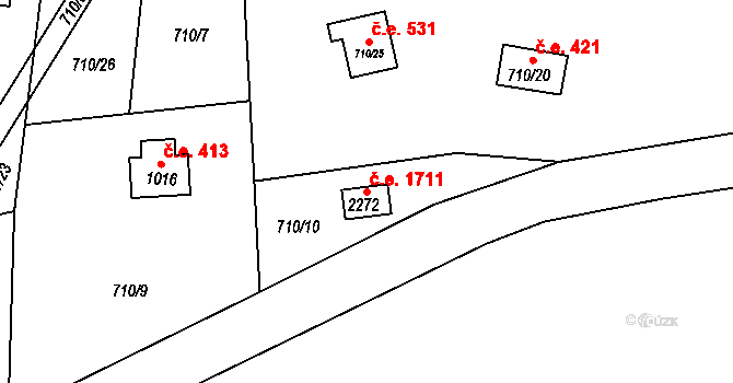 Pikovice 1711, Hradištko na parcele st. 2272 v KÚ Hradištko pod Medníkem, Katastrální mapa