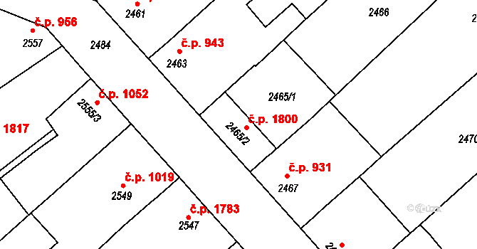 Vracov 1800 na parcele st. 2465/2 v KÚ Vracov, Katastrální mapa