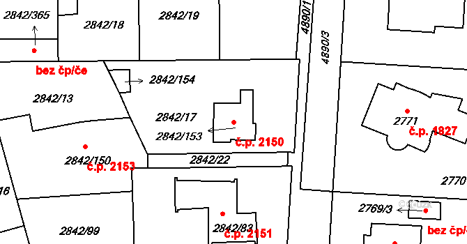 Louny 2150 na parcele st. 2842/153 v KÚ Louny, Katastrální mapa
