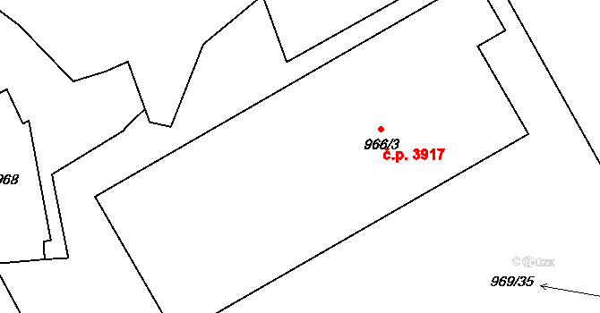 Znojmo 3917 na parcele st. 966/3 v KÚ Znojmo-město, Katastrální mapa