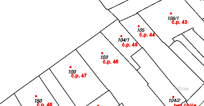 Rychnov nad Kněžnou 46 na parcele st. 103 v KÚ Rychnov nad Kněžnou, Katastrální mapa