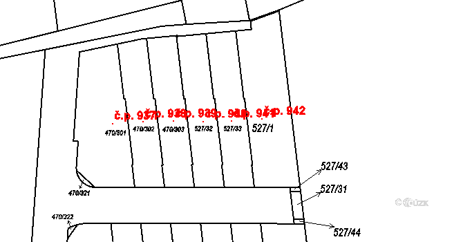 Letňany 941, Praha na parcele st. 527/33 v KÚ Letňany, Katastrální mapa
