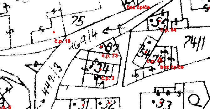 Hobšovice 73 na parcele st. 87 v KÚ Hobšovice, Katastrální mapa