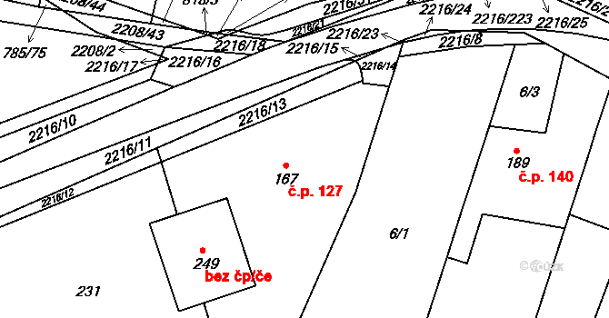 Troubky 127, Troubky-Zdislavice na parcele st. 167 v KÚ Troubky, Katastrální mapa
