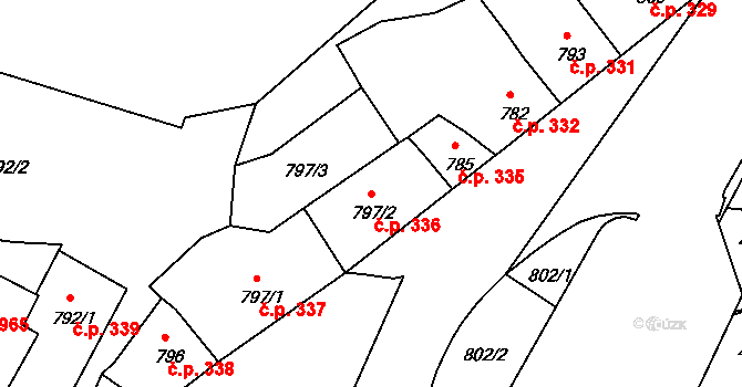 Děčín IV-Podmokly 336, Děčín na parcele st. 797/2 v KÚ Podmokly, Katastrální mapa