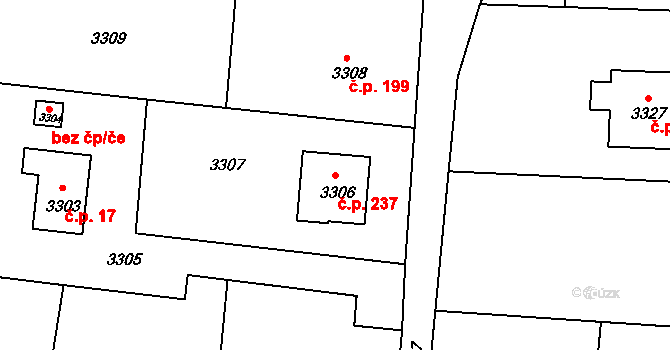Třanovice 237 na parcele st. 3306 v KÚ Třanovice, Katastrální mapa