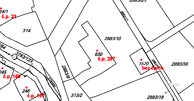 Cvikov II 287, Cvikov na parcele st. 630 v KÚ Cvikov, Katastrální mapa