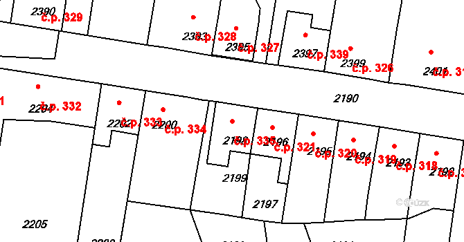Mimoň I 335, Mimoň na parcele st. 2198 v KÚ Mimoň, Katastrální mapa