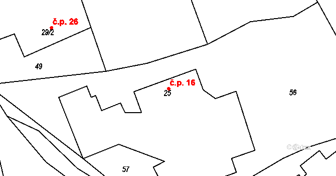 Lavice 16, Sobotka na parcele st. 25 v KÚ Lavice, Katastrální mapa