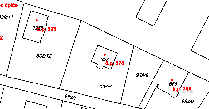Prachatice II 370, Prachatice na parcele st. 657 v KÚ Prachatice, Katastrální mapa