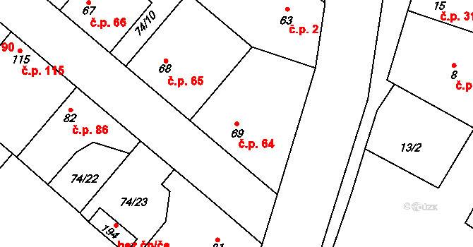 Křečkov 64 na parcele st. 69 v KÚ Křečkov, Katastrální mapa