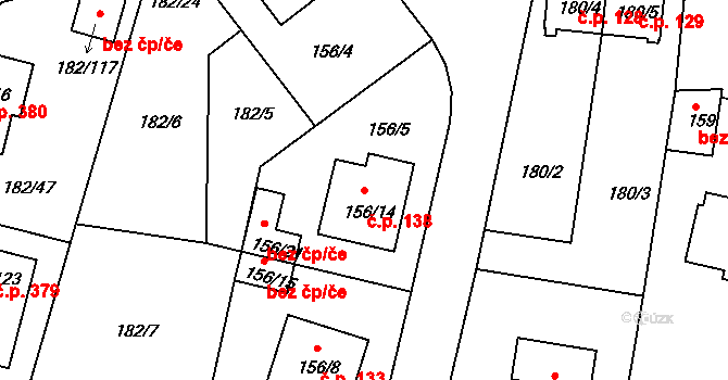 Adamov 138 na parcele st. 156/14 v KÚ Adamov u Českých Budějovic, Katastrální mapa