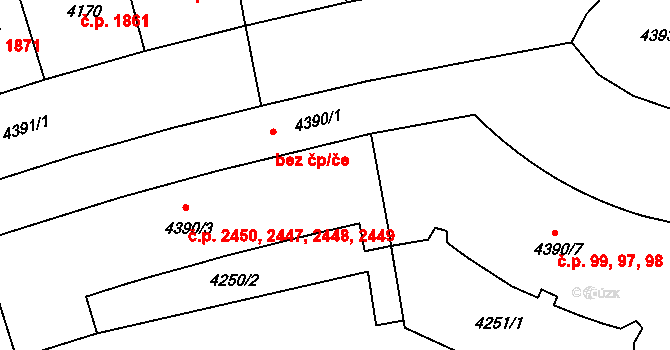 Žižkov 2450, Praha na parcele st. 4390/3 v KÚ Žižkov, Katastrální mapa