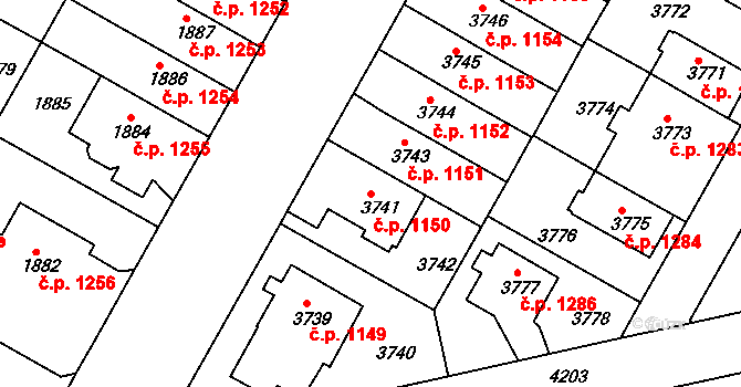 Dejvice 1150, Praha na parcele st. 3741 v KÚ Dejvice, Katastrální mapa
