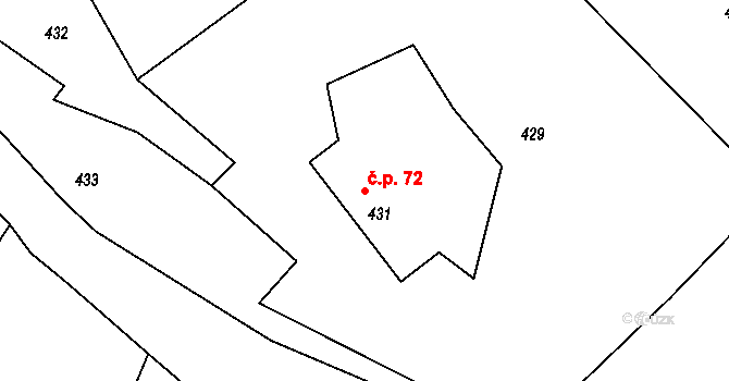 Dobranov 72, Česká Lípa na parcele st. 431 v KÚ Dobranov, Katastrální mapa