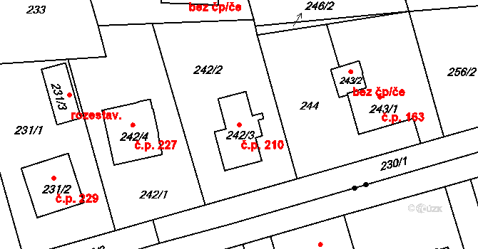 Liberec IX-Janův Důl 210, Liberec na parcele st. 242/3 v KÚ Janův Důl u Liberce, Katastrální mapa