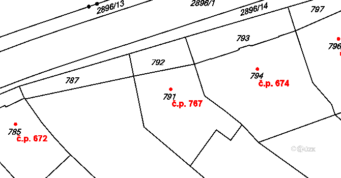 Předměstí 767, Opava na parcele st. 791 v KÚ Opava-Předměstí, Katastrální mapa