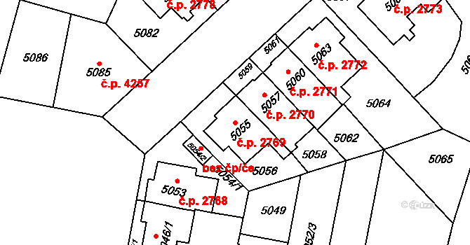 Prostějov 2769 na parcele st. 5055 v KÚ Prostějov, Katastrální mapa