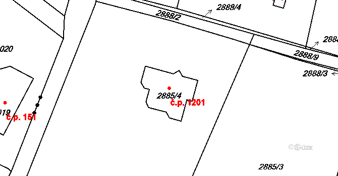 Dolní Lutyně 1201 na parcele st. 2885/4 v KÚ Dolní Lutyně, Katastrální mapa