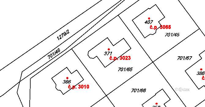 Šumperk 3023 na parcele st. 371 v KÚ Horní Temenice, Katastrální mapa