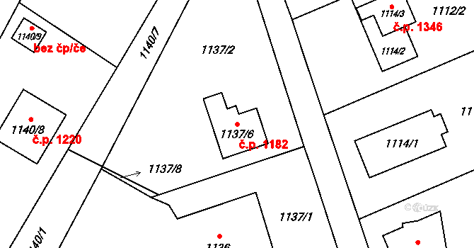 Vratimov 1182 na parcele st. 1137/6 v KÚ Vratimov, Katastrální mapa