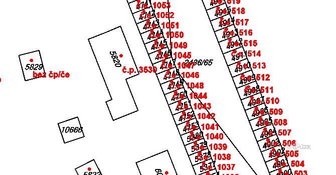 Hodonín 1044 na parcele st. 4749 v KÚ Hodonín, Katastrální mapa