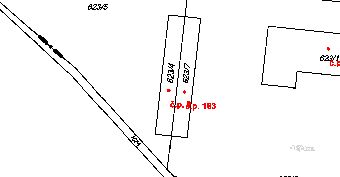 Vrbice 9, Bohumín na parcele st. 623/4 v KÚ Vrbice nad Odrou, Katastrální mapa