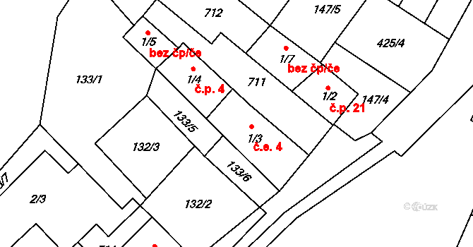 Ovesné 4, Chroboly na parcele st. 1/3 v KÚ Ovesné, Katastrální mapa