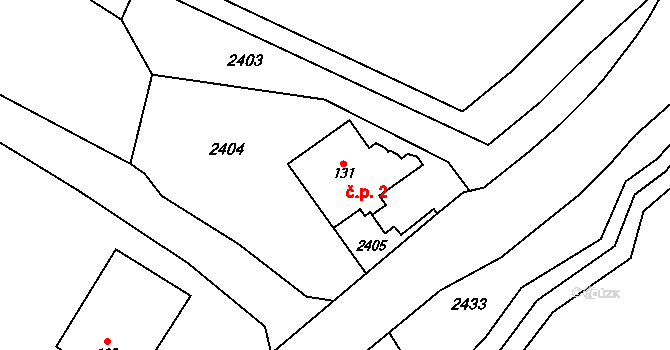 Horní Hedeč 2, Králíky na parcele st. 131 v KÚ Červený Potok, Katastrální mapa