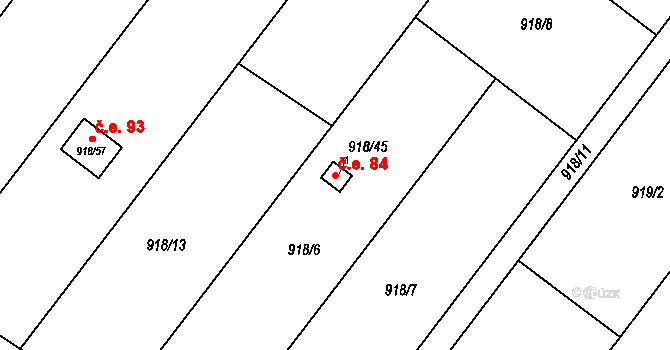 Křelov 84, Křelov-Břuchotín na parcele st. 918/45 v KÚ Křelov, Katastrální mapa