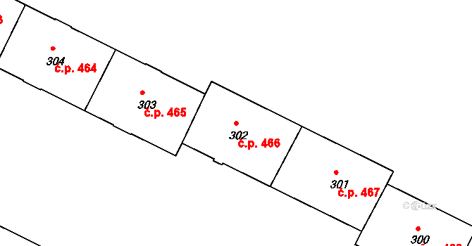 Poruba 466, Ostrava na parcele st. 302 v KÚ Poruba, Katastrální mapa