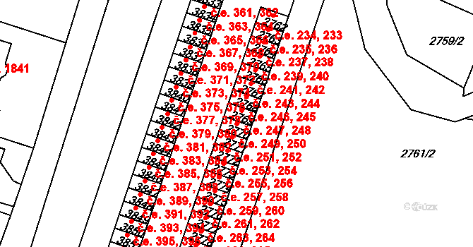 Děčín VI-Letná 249,250, Děčín na parcele st. 2770 v KÚ Podmokly, Katastrální mapa