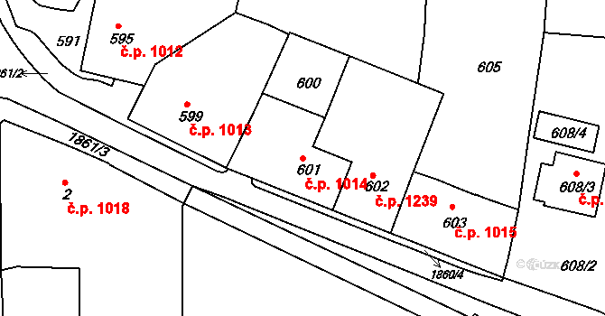 Brumov 1014, Brumov-Bylnice na parcele st. 601 v KÚ Brumov, Katastrální mapa