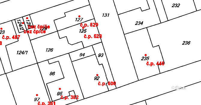 Libušín 38592860 na parcele st. 93 v KÚ Libušín, Katastrální mapa