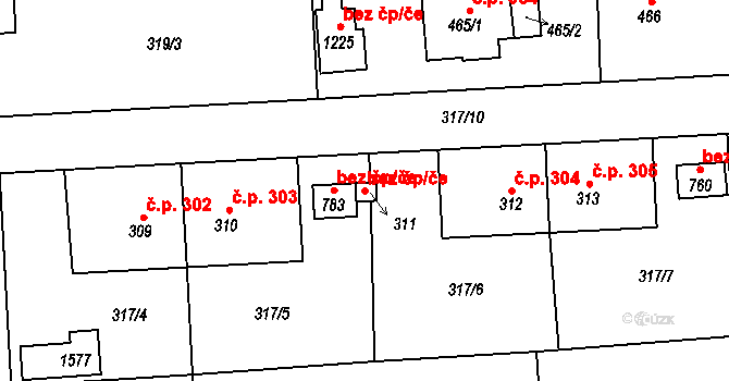 Kaznějov 44360860 na parcele st. 311 v KÚ Kaznějov, Katastrální mapa