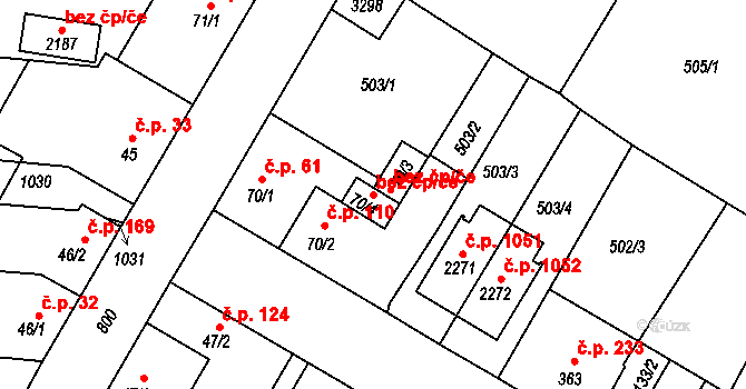 Sezimovo Ústí 47415860 na parcele st. 70/4 v KÚ Sezimovo Ústí, Katastrální mapa